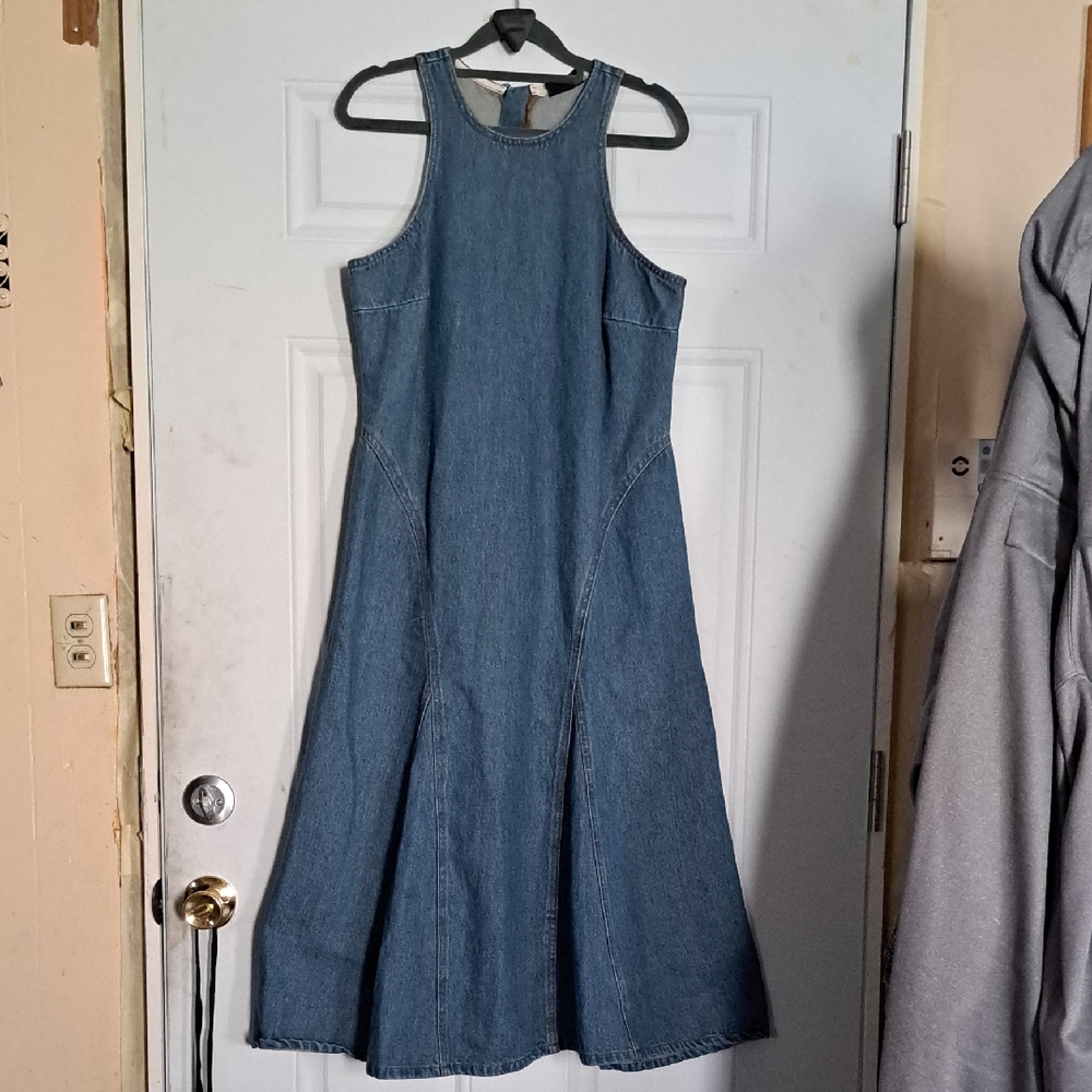 Elegant Blue Denim Midi Dress